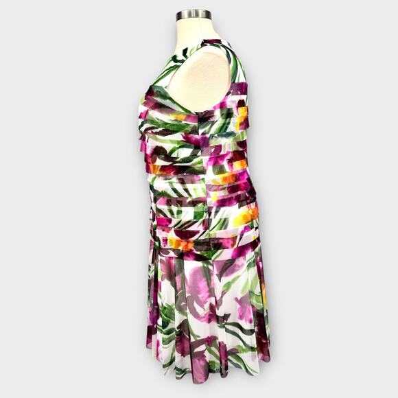 London Times Woman Tiered Ruffle Hem Cocktail Dress Plus Size 18W Floral Multi - Picture 6 of 15